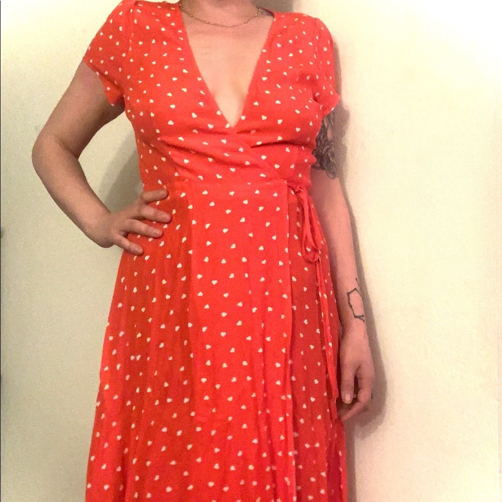 Red heart maxi wrap dress- Forever 21